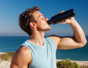 Deportista bebiendo agua con jarabe de dátiles - Global Foods - gfespana.es